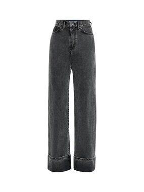 VERONICA BEARD | 100% COTTON "TAYLOR HIGH-RISE WIDE CUFFED JEANS" EXTRA LONG